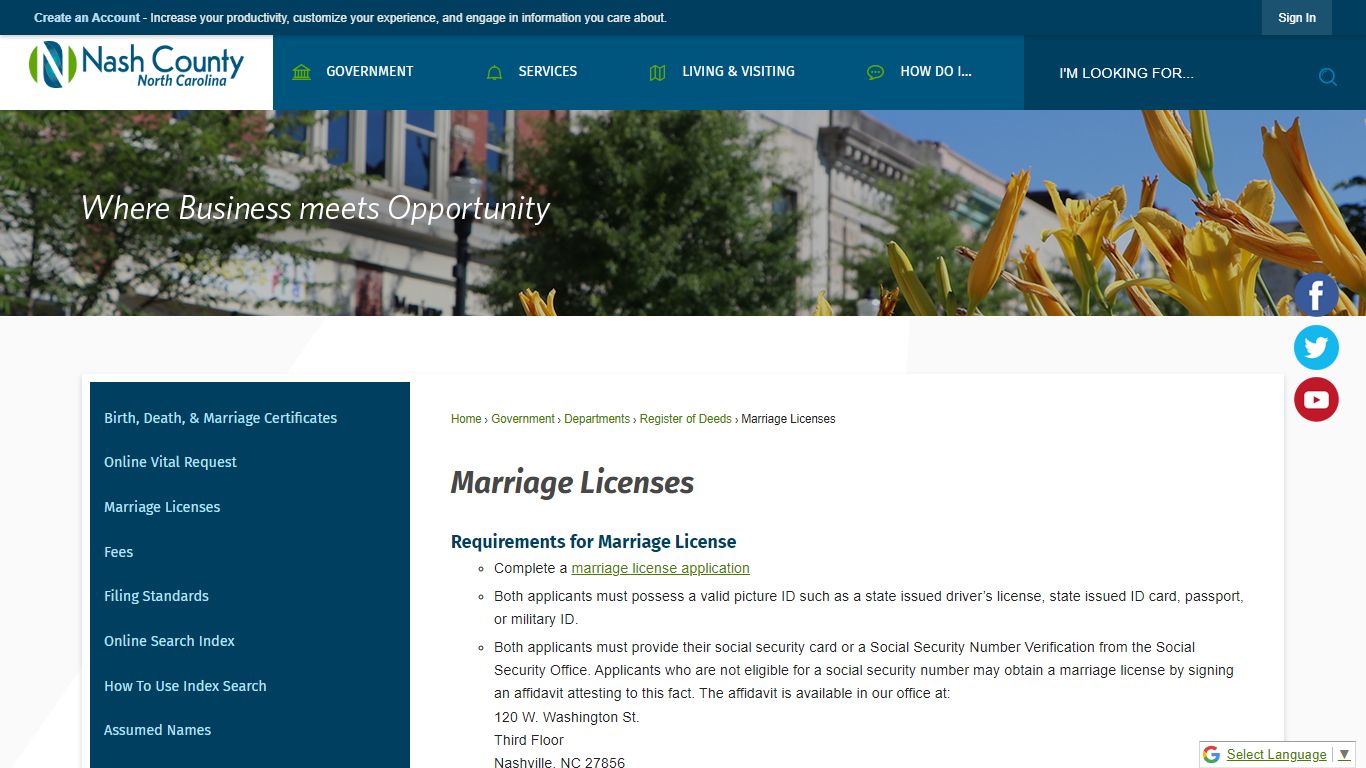 Marriage Licenses | Nash County, NC - Official Website